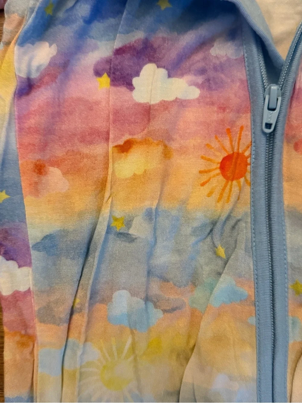 Bamboo Rainbow Cloud Print Footed One-Piece Pajamas - Multicolor